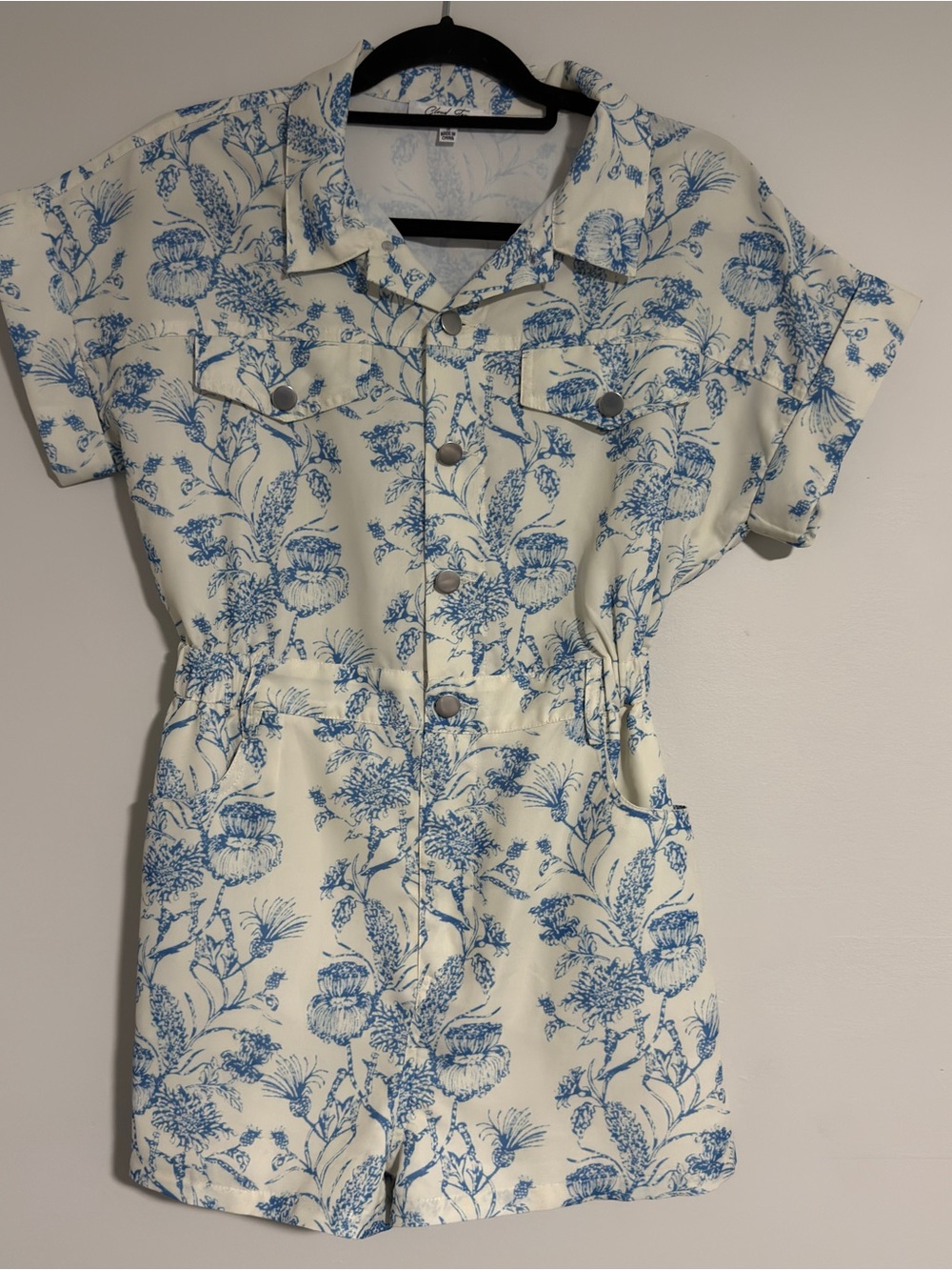 Cloud Ten Blue and White Floral Romper